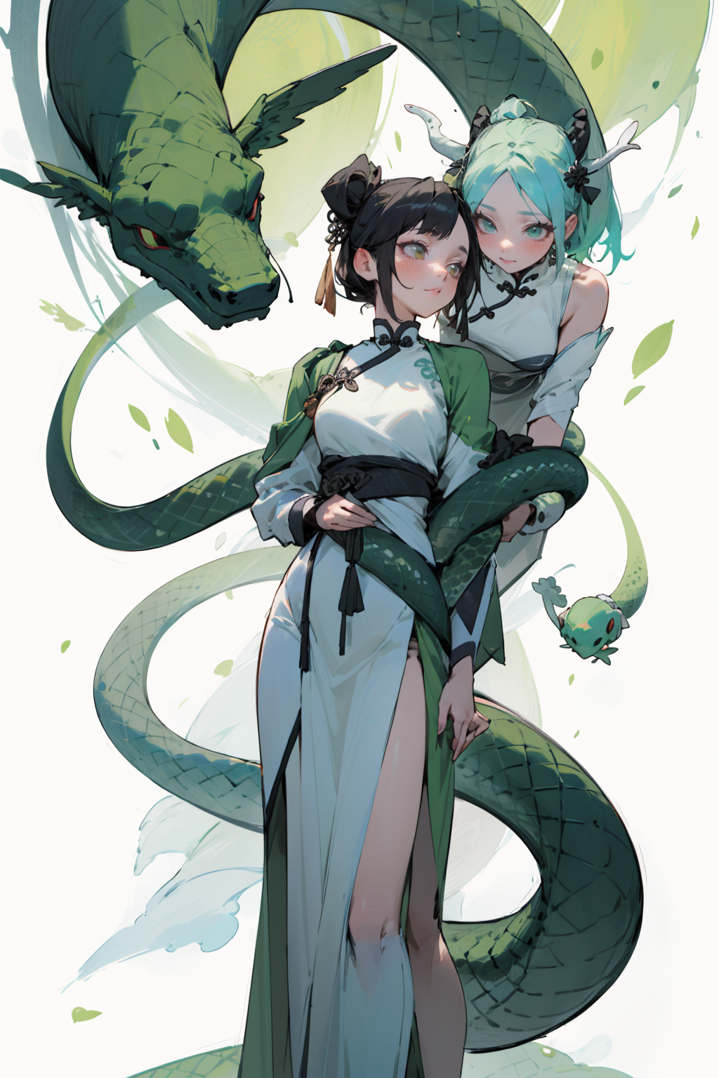 05882-30607527-In ancient Chinese attire, two girls stand gracefully, each adorned with a different color scheme. One wears a white garment, ac.png